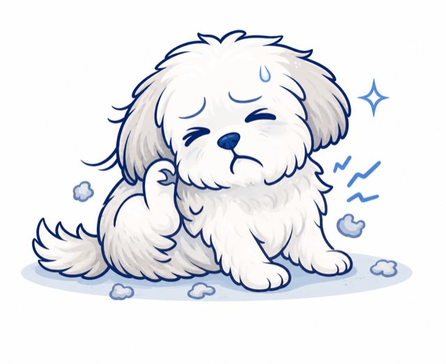 Illustrated shih tzu scratching