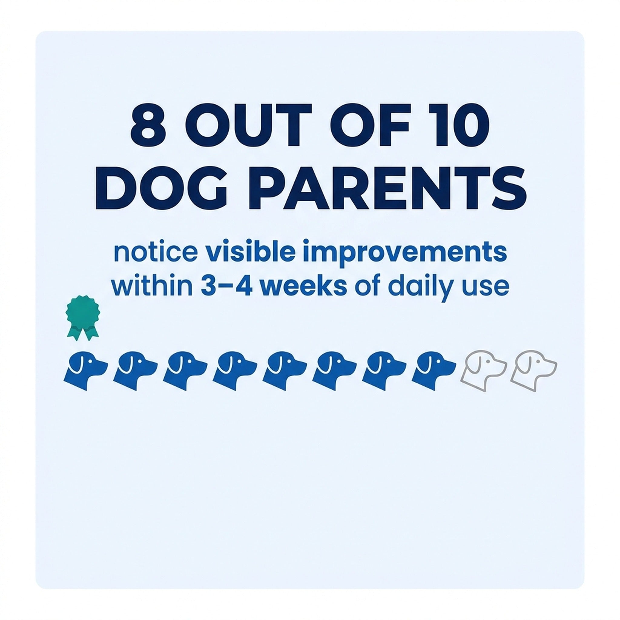 8 out of 10 dog parents notice visible improvements within 3–4 weeks of daily use