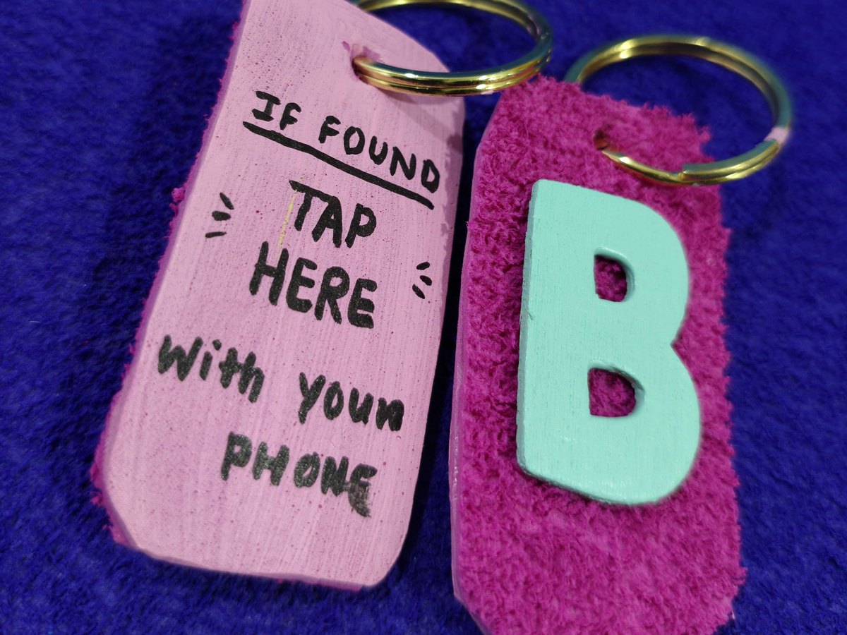 Hand-painted VitalPaws Dog Electronic ID Tag — front with your dog's initial, back reads 'If found, tap here with your phone'