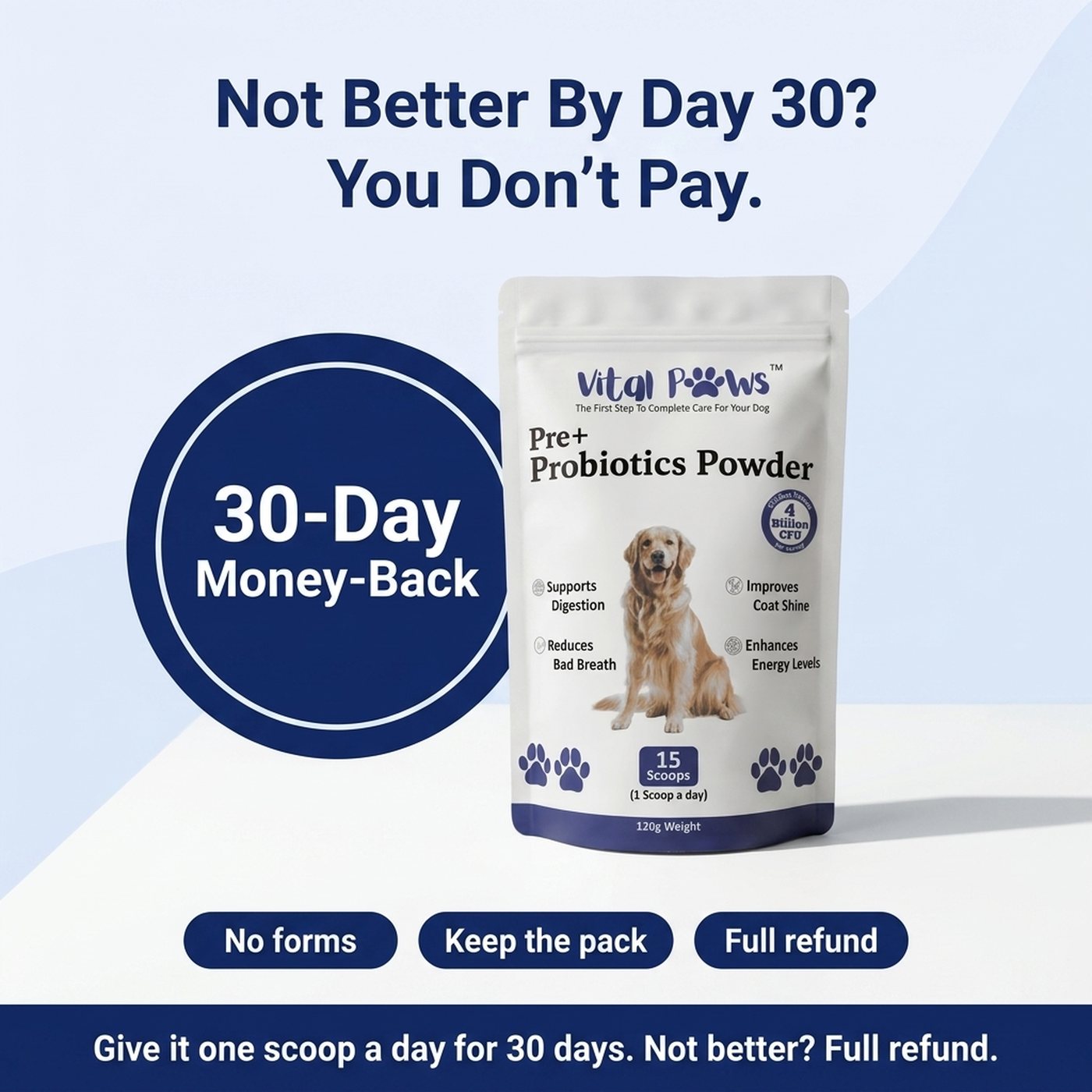 Not better by Day 30? You don't pay. 30-day money-back guarantee.